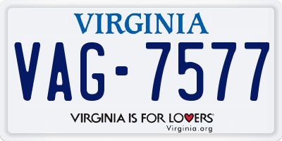 VA license plate VAG7577