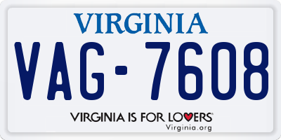 VA license plate VAG7608