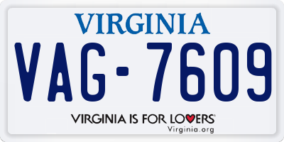 VA license plate VAG7609