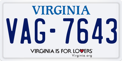 VA license plate VAG7643