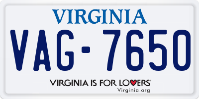 VA license plate VAG7650
