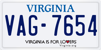 VA license plate VAG7654