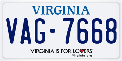 VA license plate VAG7668