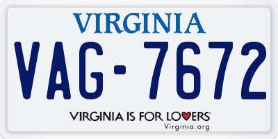 VA license plate VAG7672