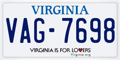 VA license plate VAG7698