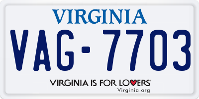 VA license plate VAG7703