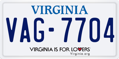 VA license plate VAG7704