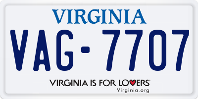 VA license plate VAG7707