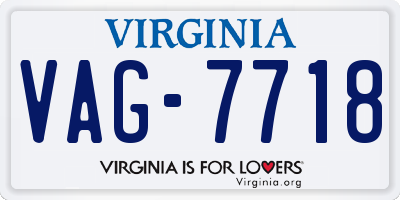 VA license plate VAG7718