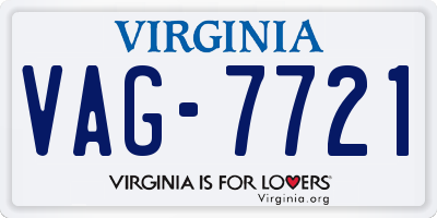 VA license plate VAG7721