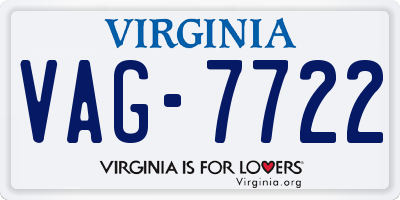 VA license plate VAG7722