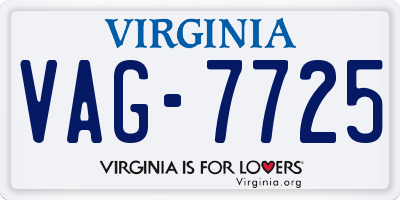 VA license plate VAG7725