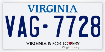 VA license plate VAG7728