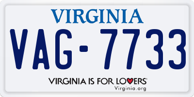 VA license plate VAG7733