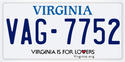 VA license plate VAG7752