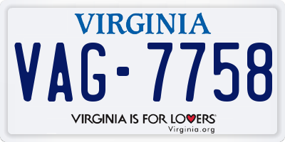 VA license plate VAG7758