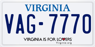 VA license plate VAG7770