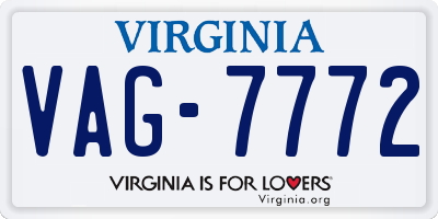 VA license plate VAG7772
