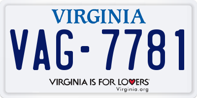 VA license plate VAG7781