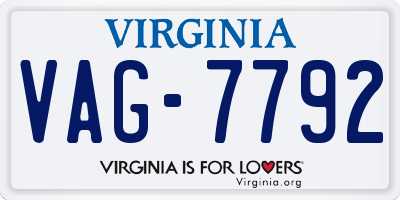 VA license plate VAG7792