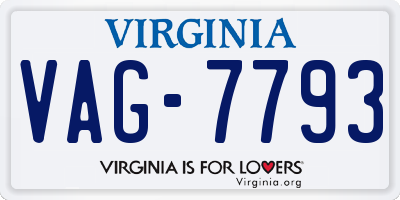 VA license plate VAG7793