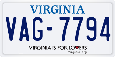 VA license plate VAG7794