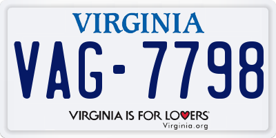 VA license plate VAG7798