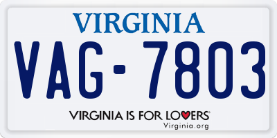 VA license plate VAG7803