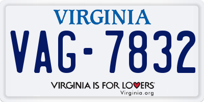 VA license plate VAG7832
