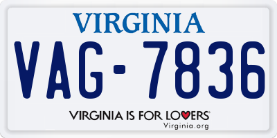 VA license plate VAG7836