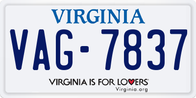 VA license plate VAG7837