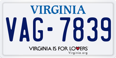 VA license plate VAG7839