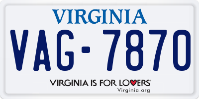 VA license plate VAG7870