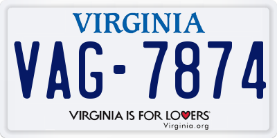 VA license plate VAG7874