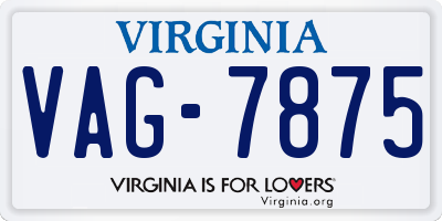 VA license plate VAG7875