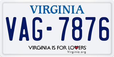 VA license plate VAG7876