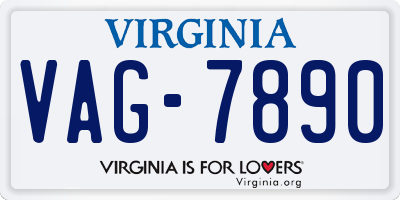 VA license plate VAG7890