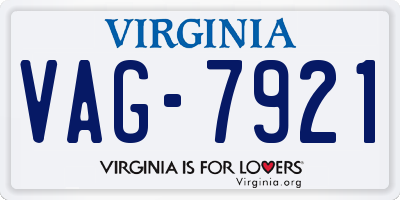 VA license plate VAG7921