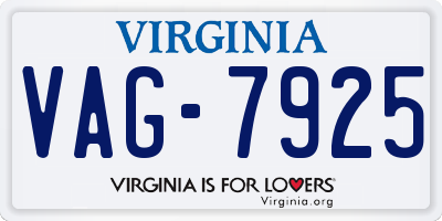 VA license plate VAG7925