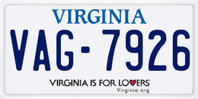 VA license plate VAG7926