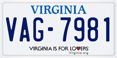 VA license plate VAG7981