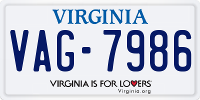 VA license plate VAG7986