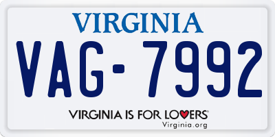 VA license plate VAG7992