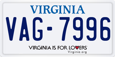 VA license plate VAG7996