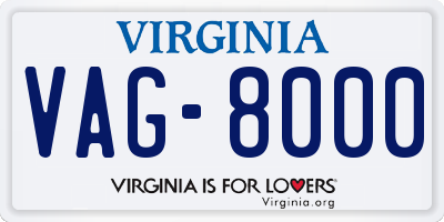 VA license plate VAG8000