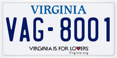 VA license plate VAG8001