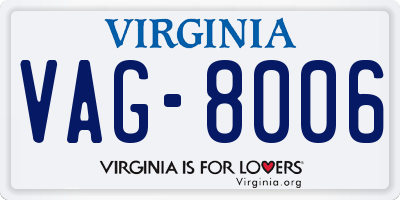 VA license plate VAG8006