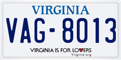 VA license plate VAG8013