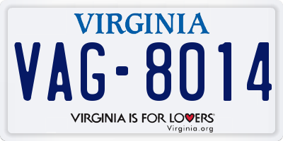 VA license plate VAG8014