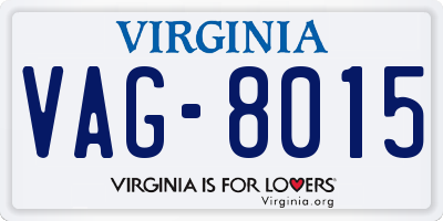 VA license plate VAG8015
